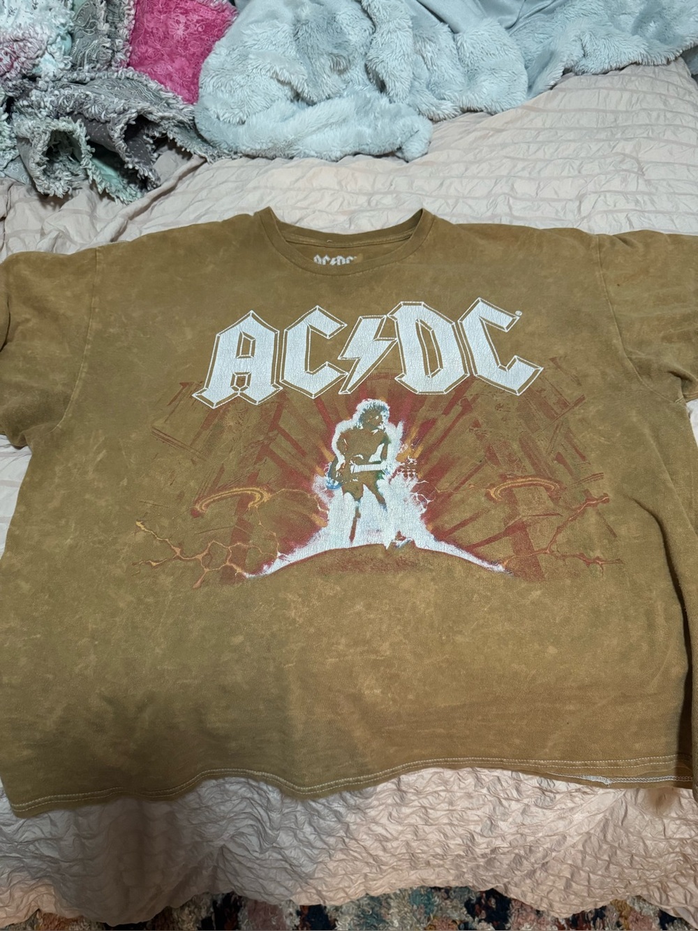 AC/DC Brown Short Sleeve Tee with White Logo
